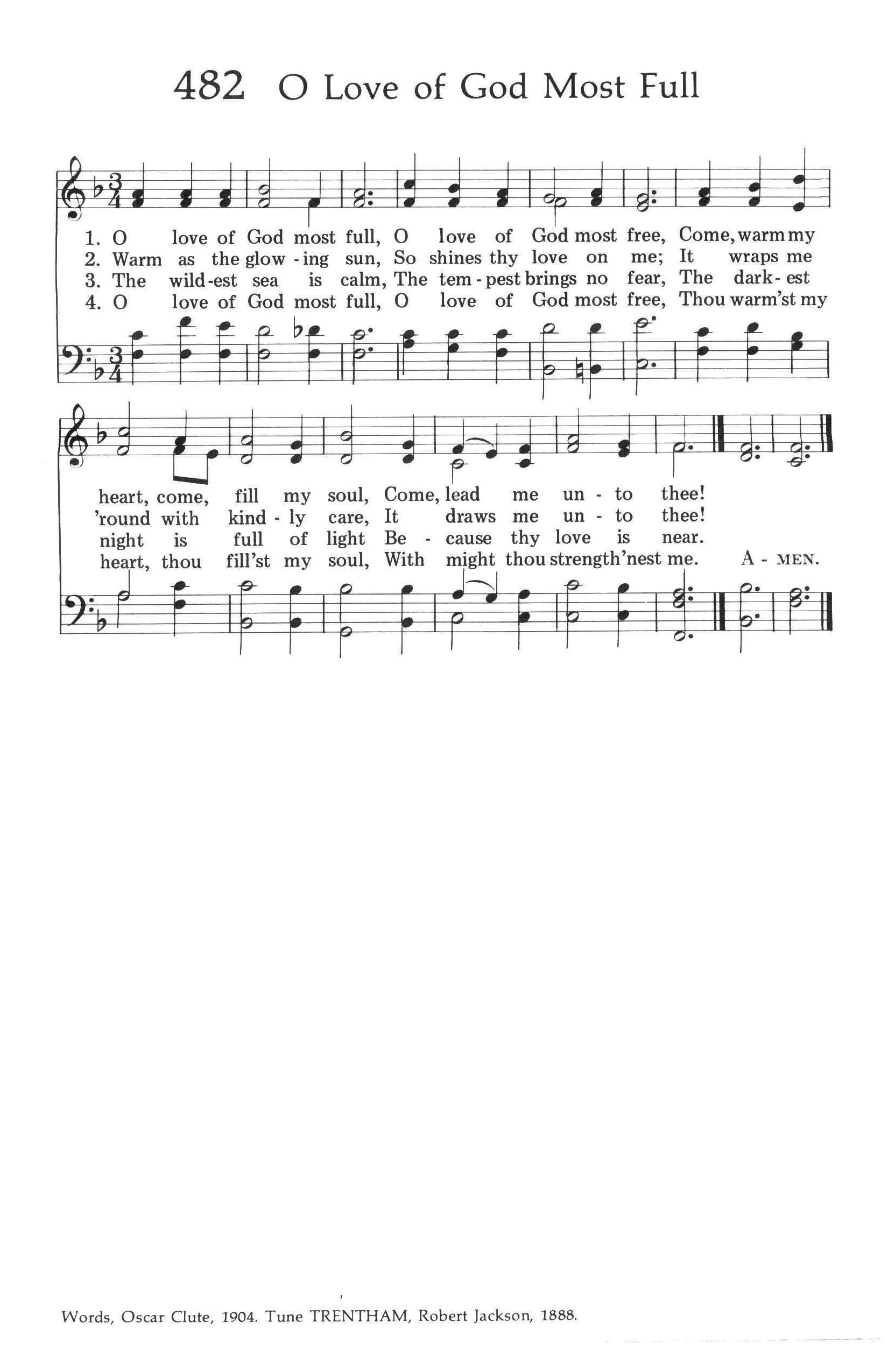 Hymn Sheet for O Love of God Most Full