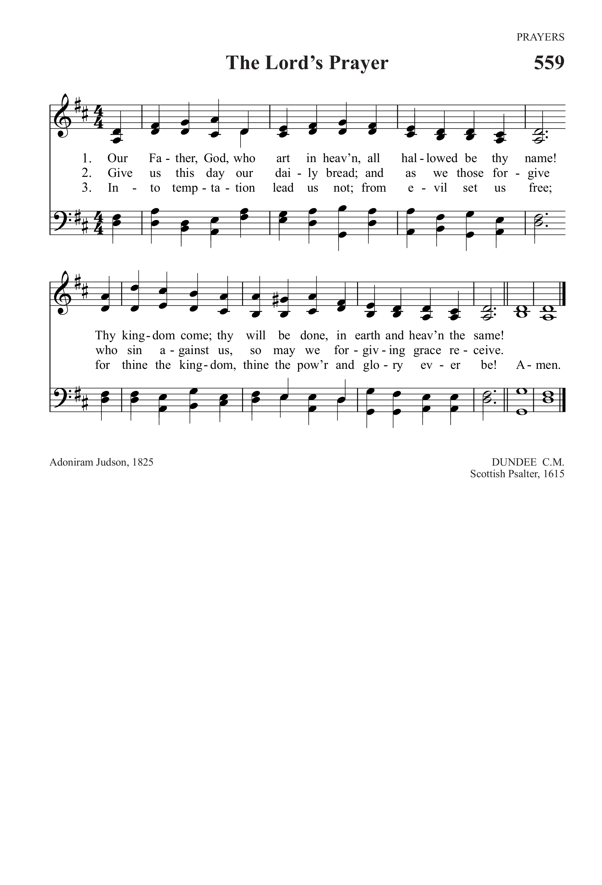 Hymn Sheet for Our Father, God, Who Art in Heaven