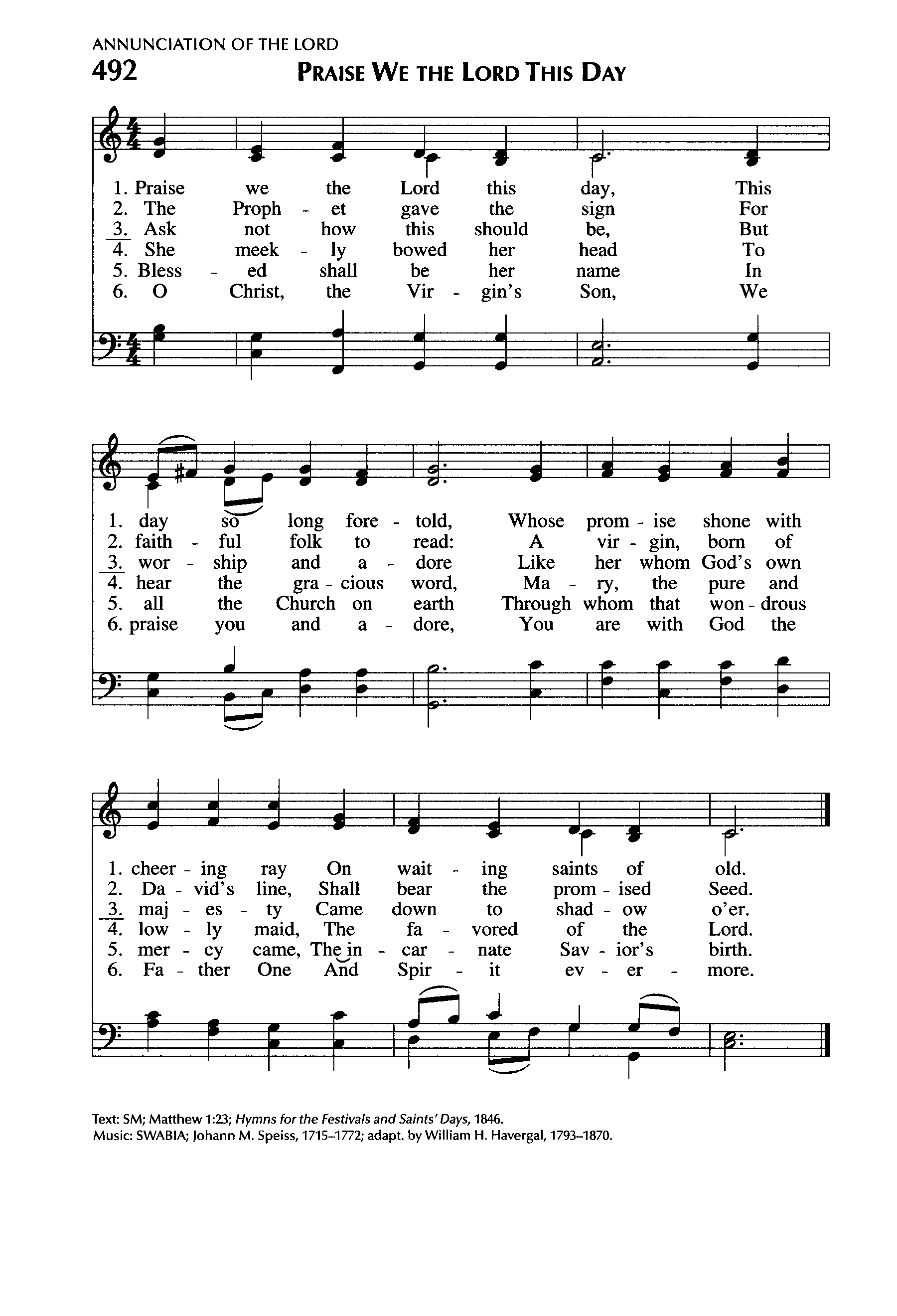 Hymn Sheet for Praise We the Lord this Day