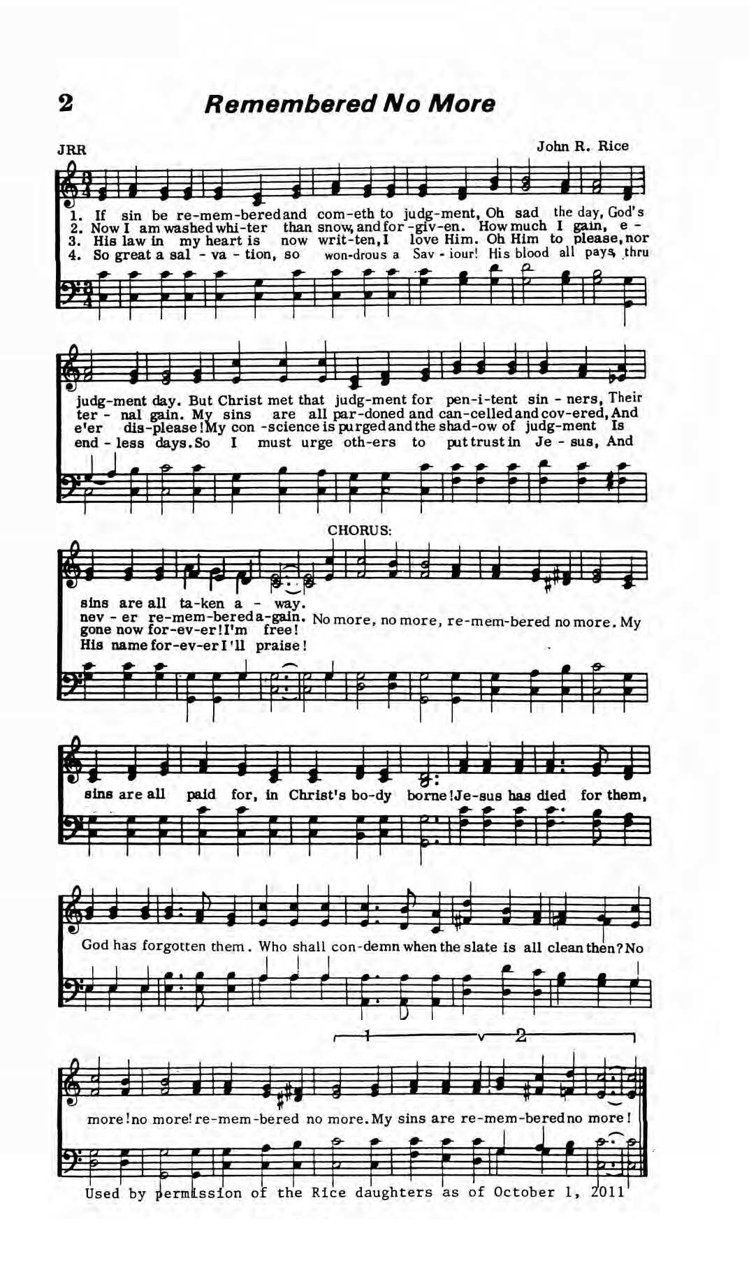 Hymn Sheet for Remembered No More