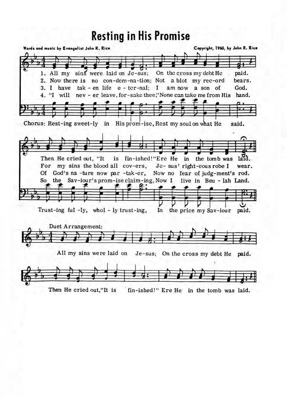 Hymn Sheet for Resting in His Promise