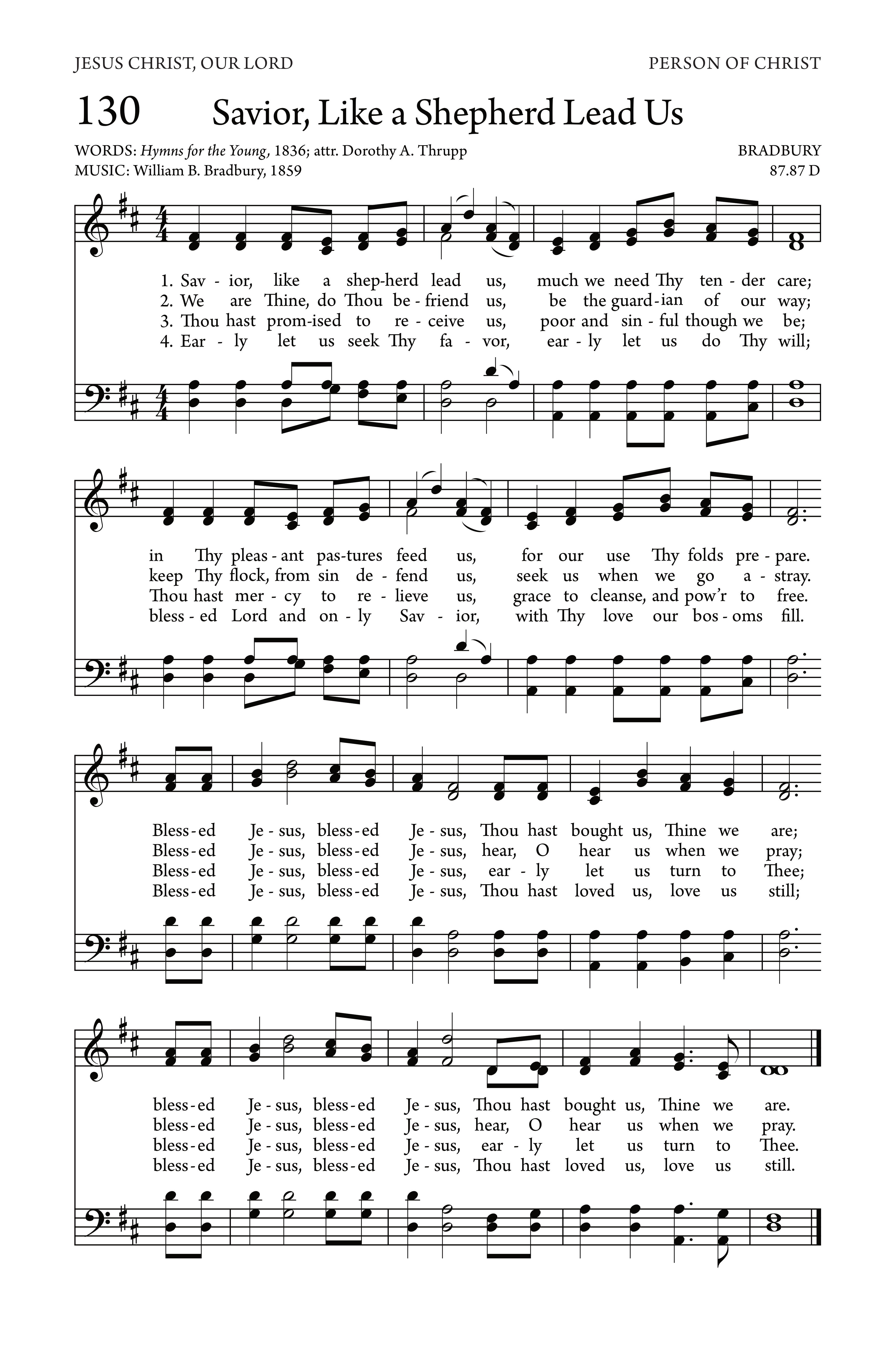 Hymn Sheet for Saviour, Like A Shepherd Lead Us