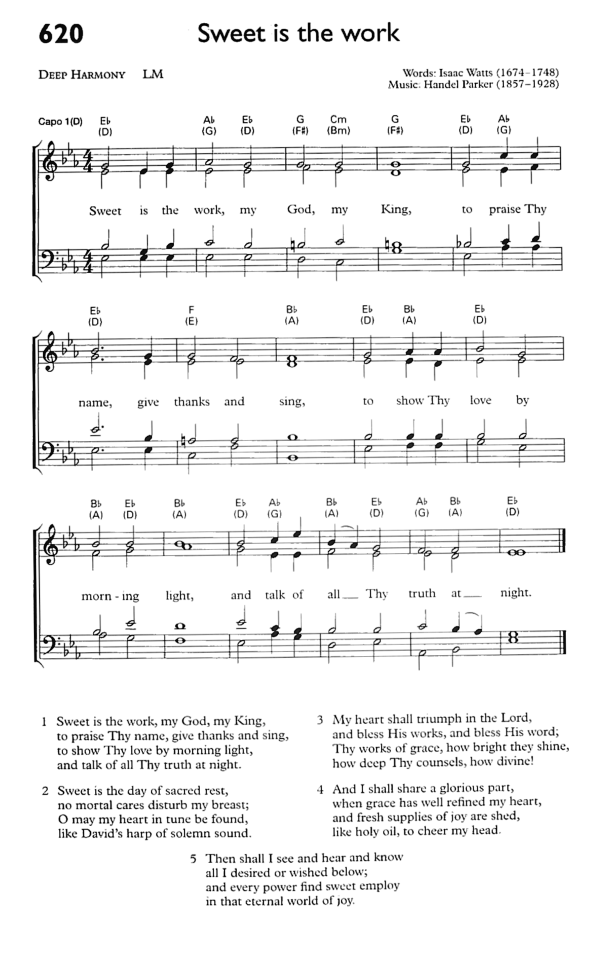 Hymn Sheet for Sweet Is the Work, My God, My King