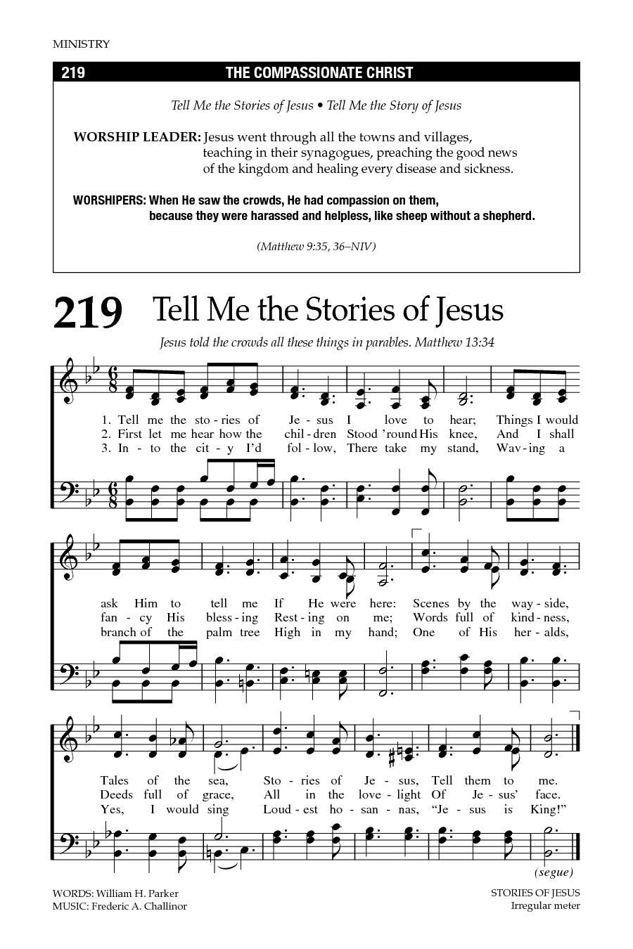 Hymn Sheet for ell Me the Stories of Jesus I Love to Hear