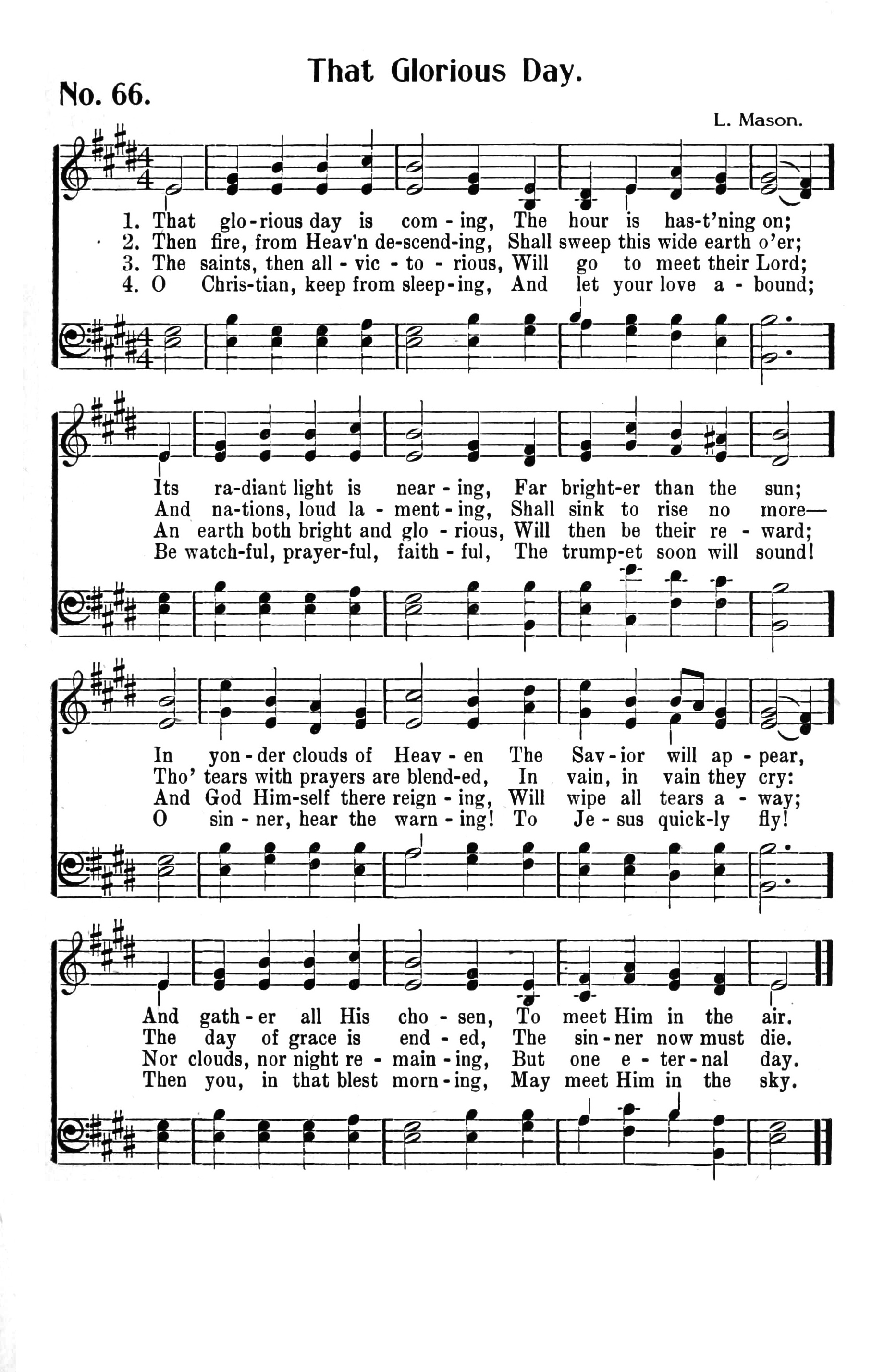 Hymn Sheet for That Glorious Day Is Coming