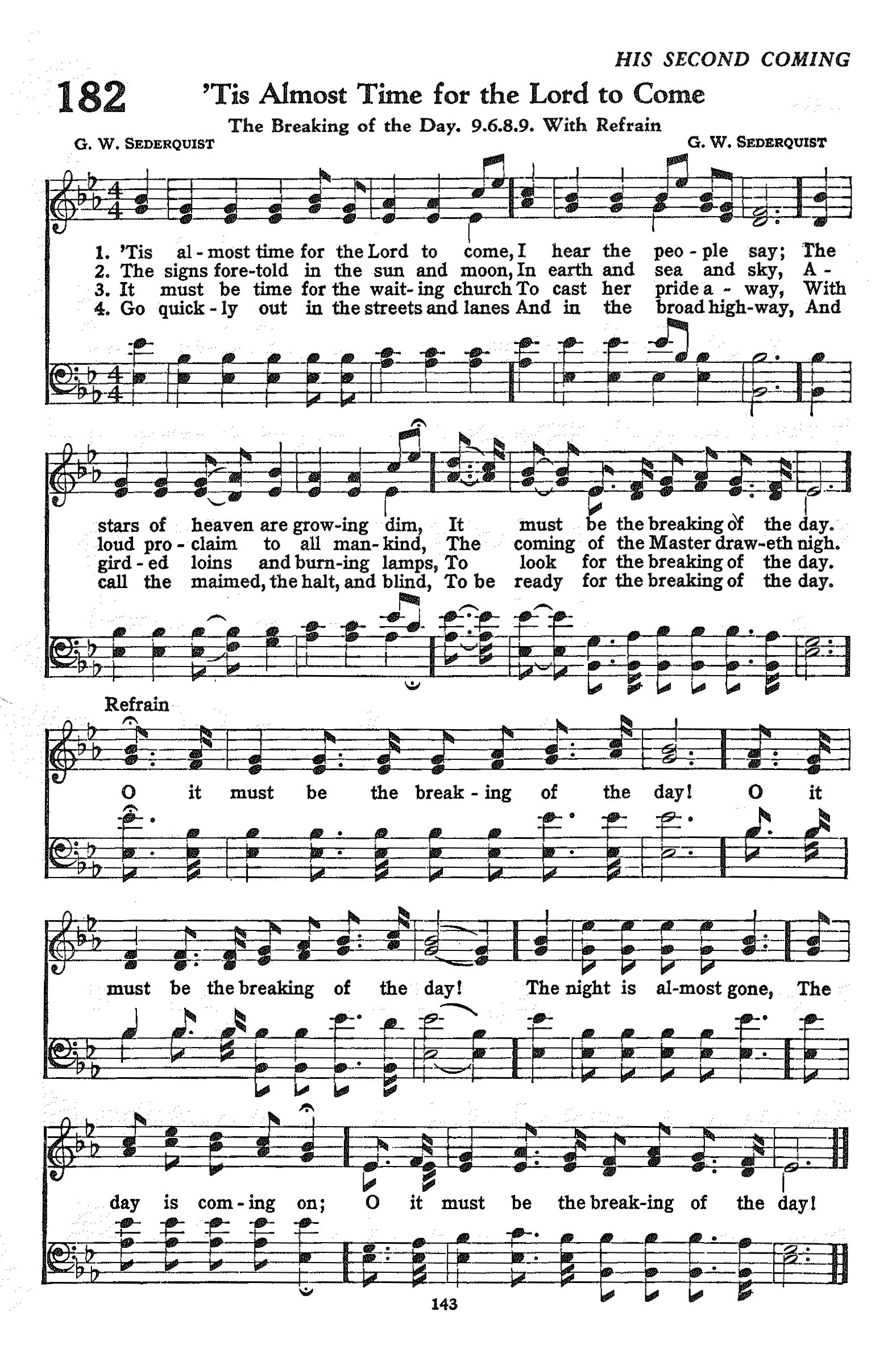 Hymn Sheet for 'Tis Almost TIme for the Lord to Come