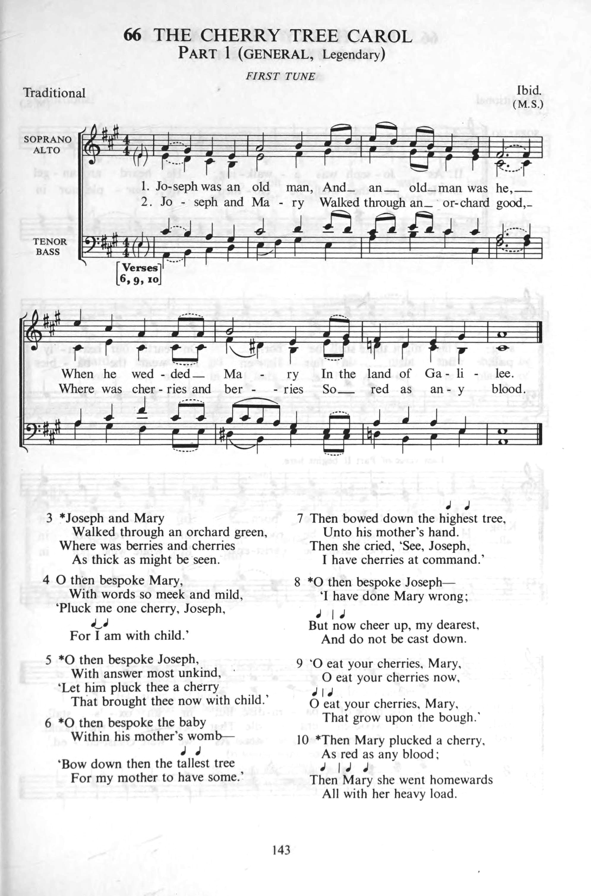 Hymn Sheet for The Cherry-Tree Carol