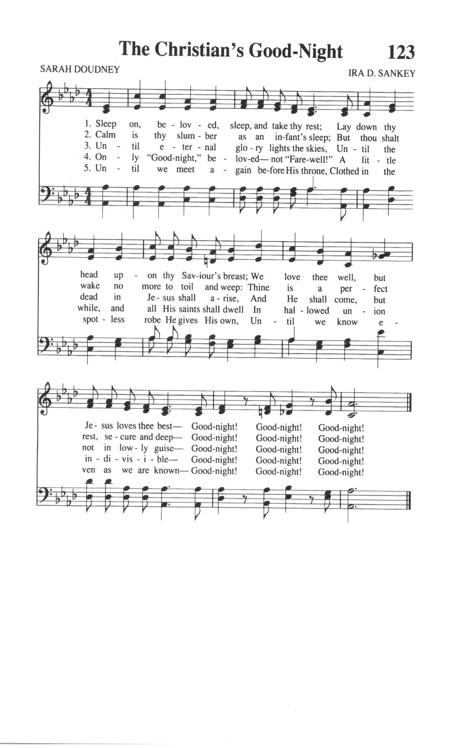 Hymn Sheet for The Christian's Goodnight
