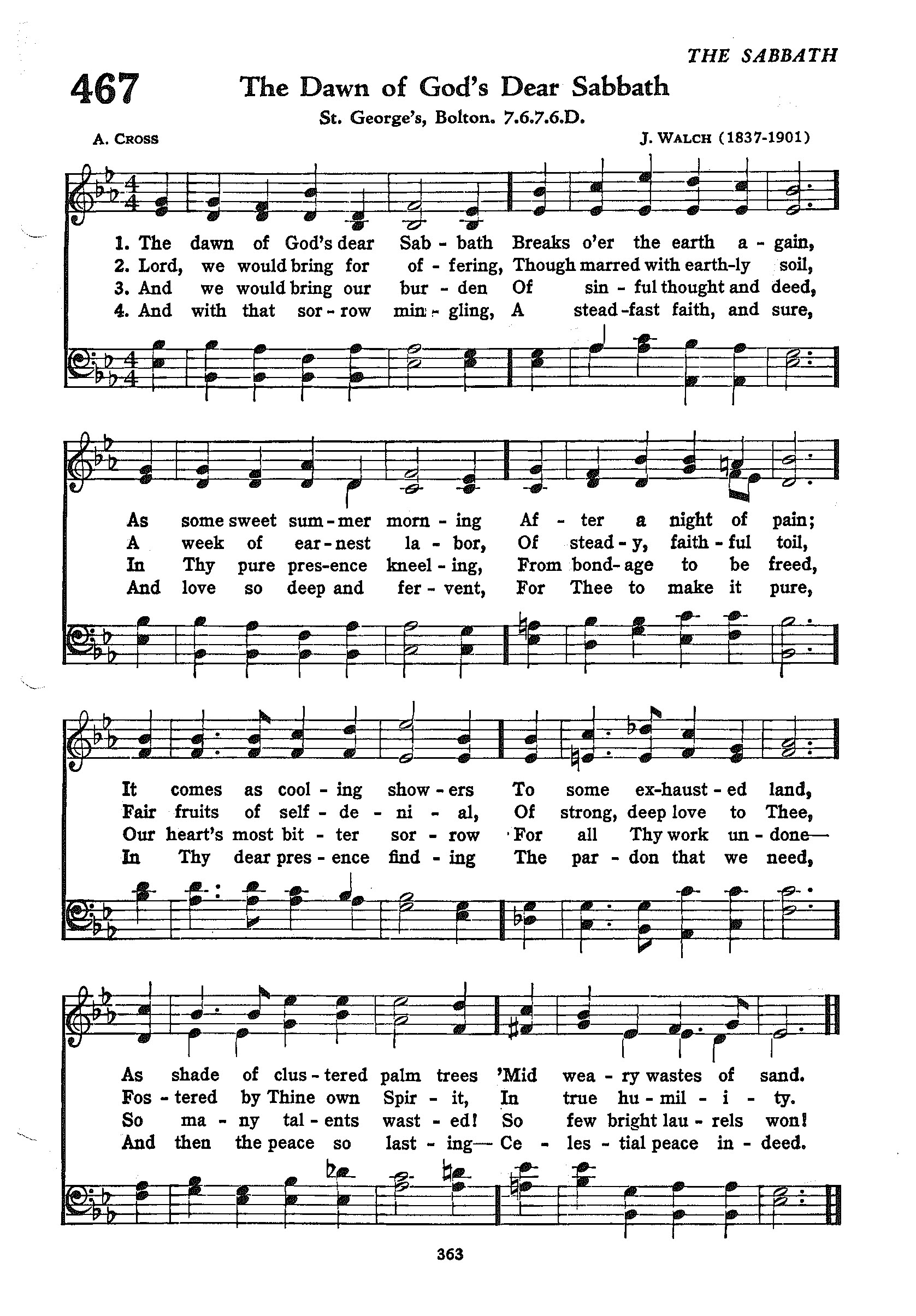 Hymn Sheet for The Dawn of God's Dear Sabbath