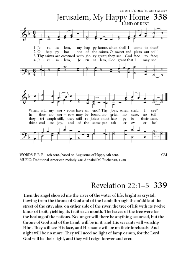 Hymn Sheet for The Heavenly Jerusalem (O Mother Dear, Jerusalem)