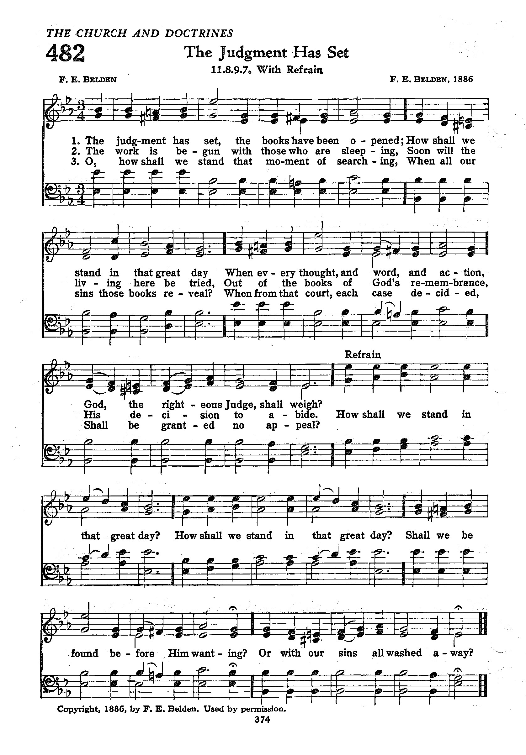 Hymn Sheet for The Judgment Has Set