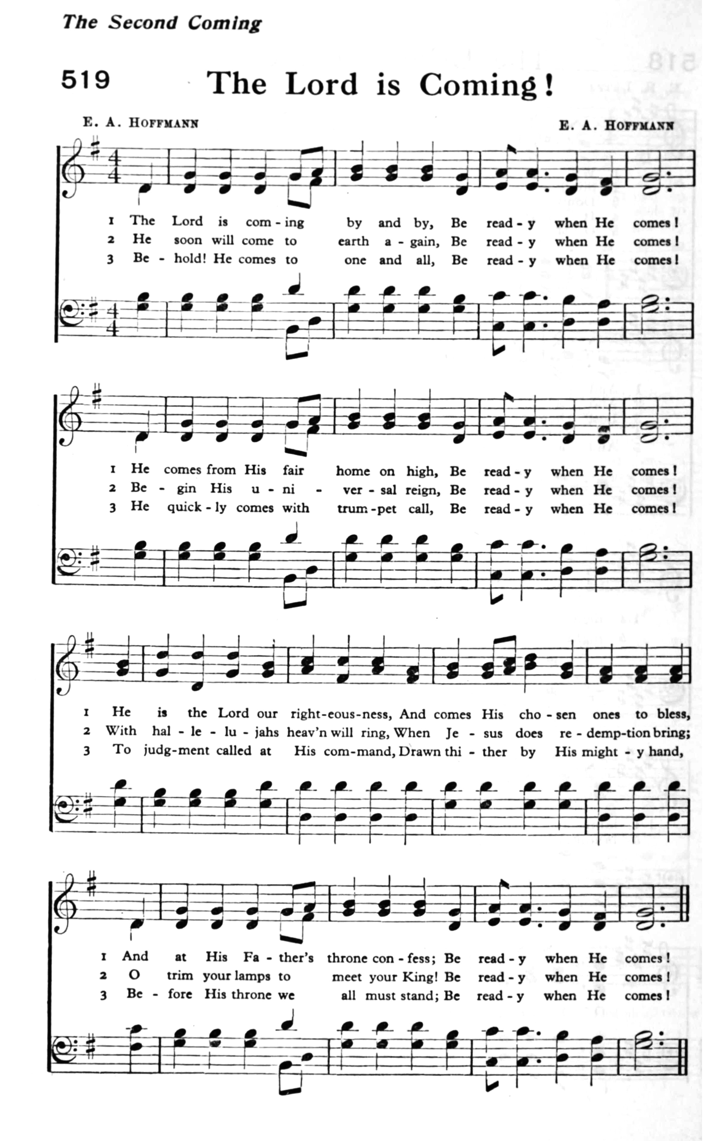 Hymn Sheet for The Lord Is Coming