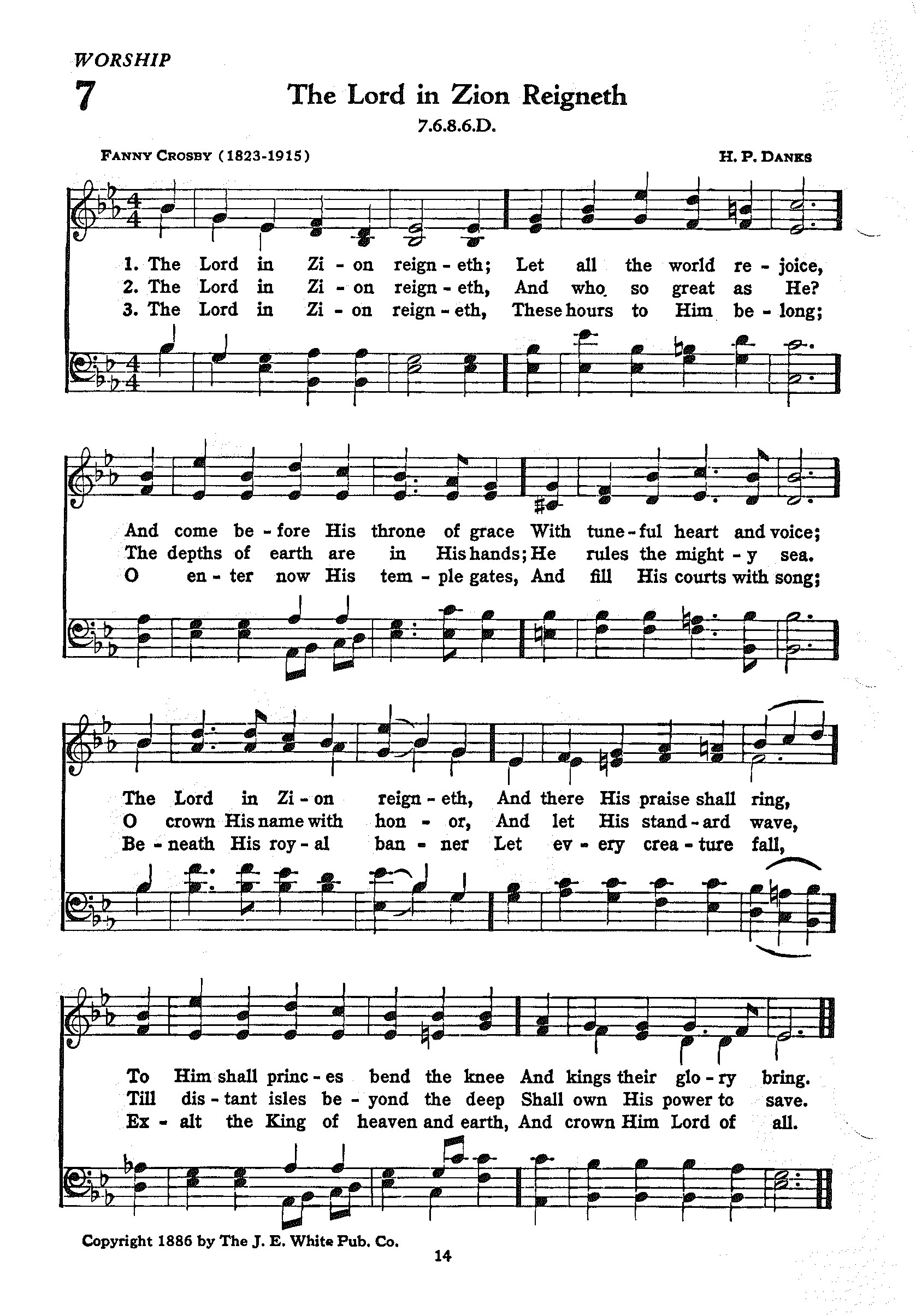 Hymn Sheet for The Lord in Zion Reigneth