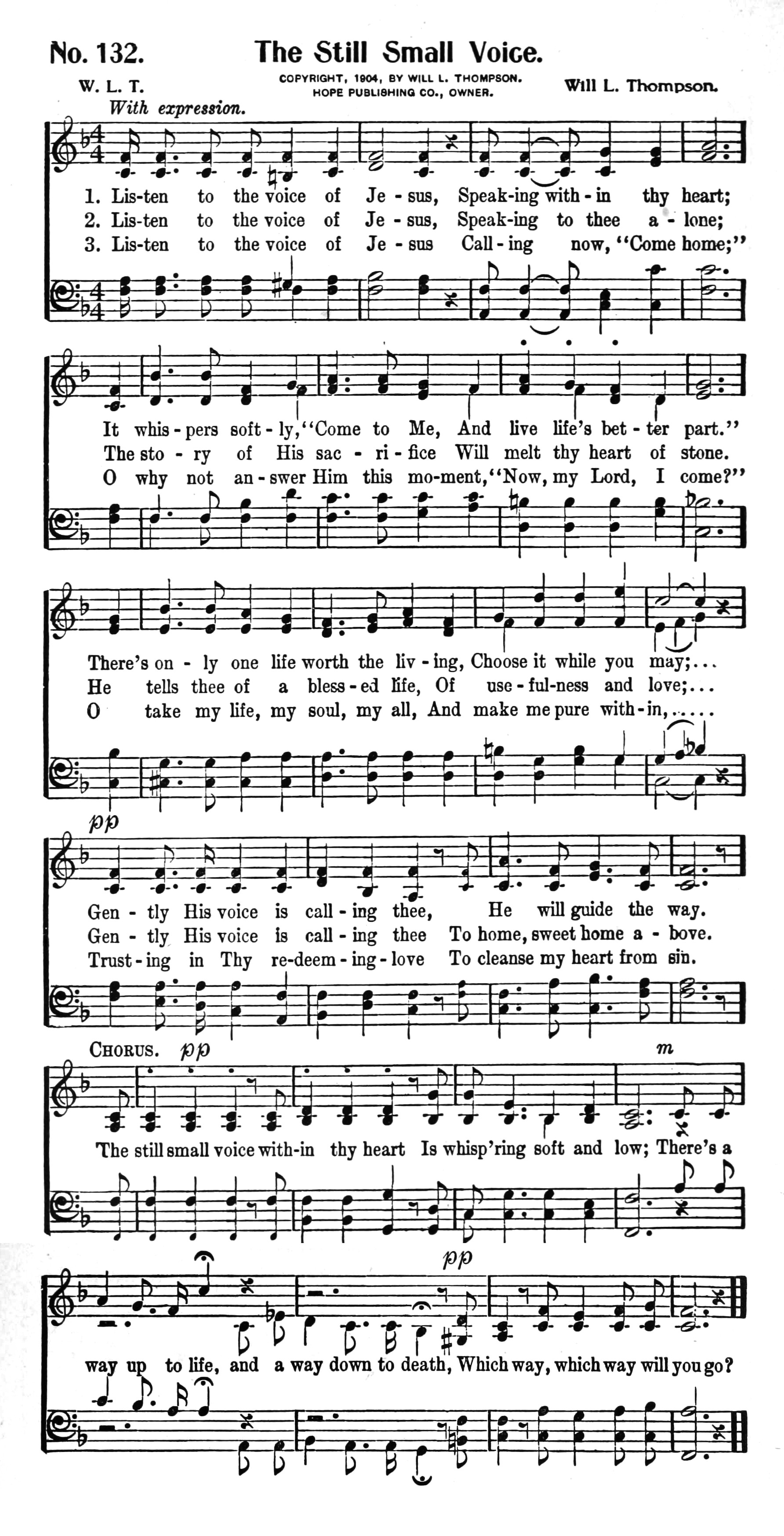 Hymn Sheet for The Still Small Voice