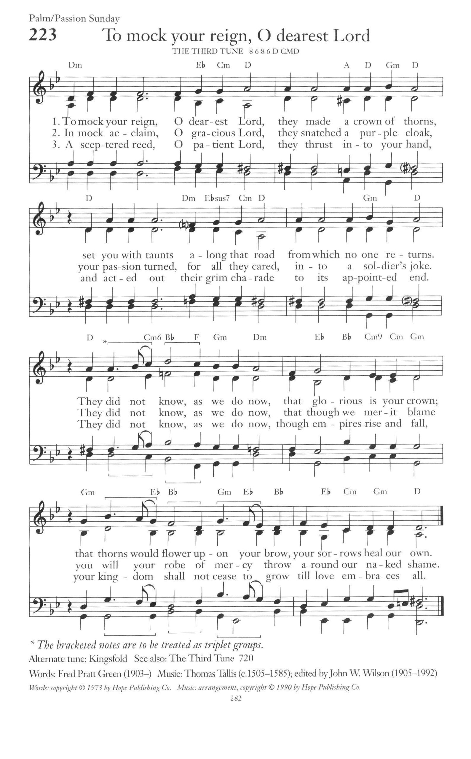 Hymn Sheet for To Mock Your Reign, O Dearest Lord