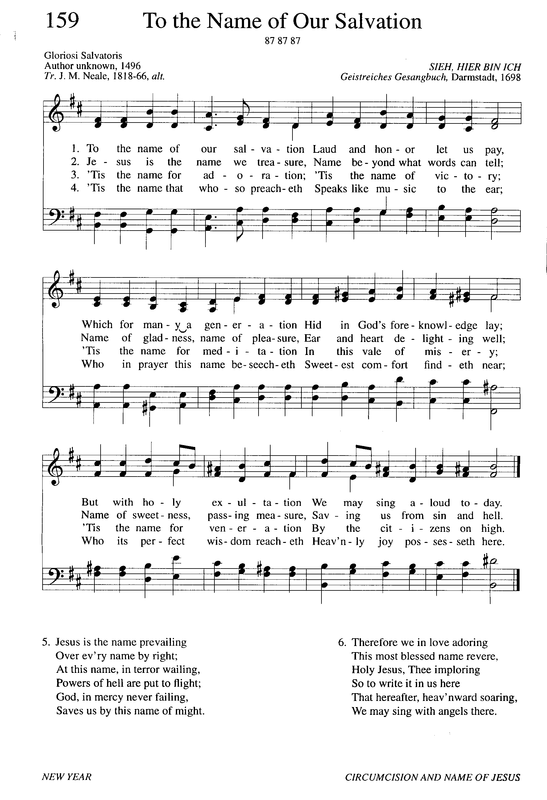 Hymn Sheet for To the Name of Our Salvation