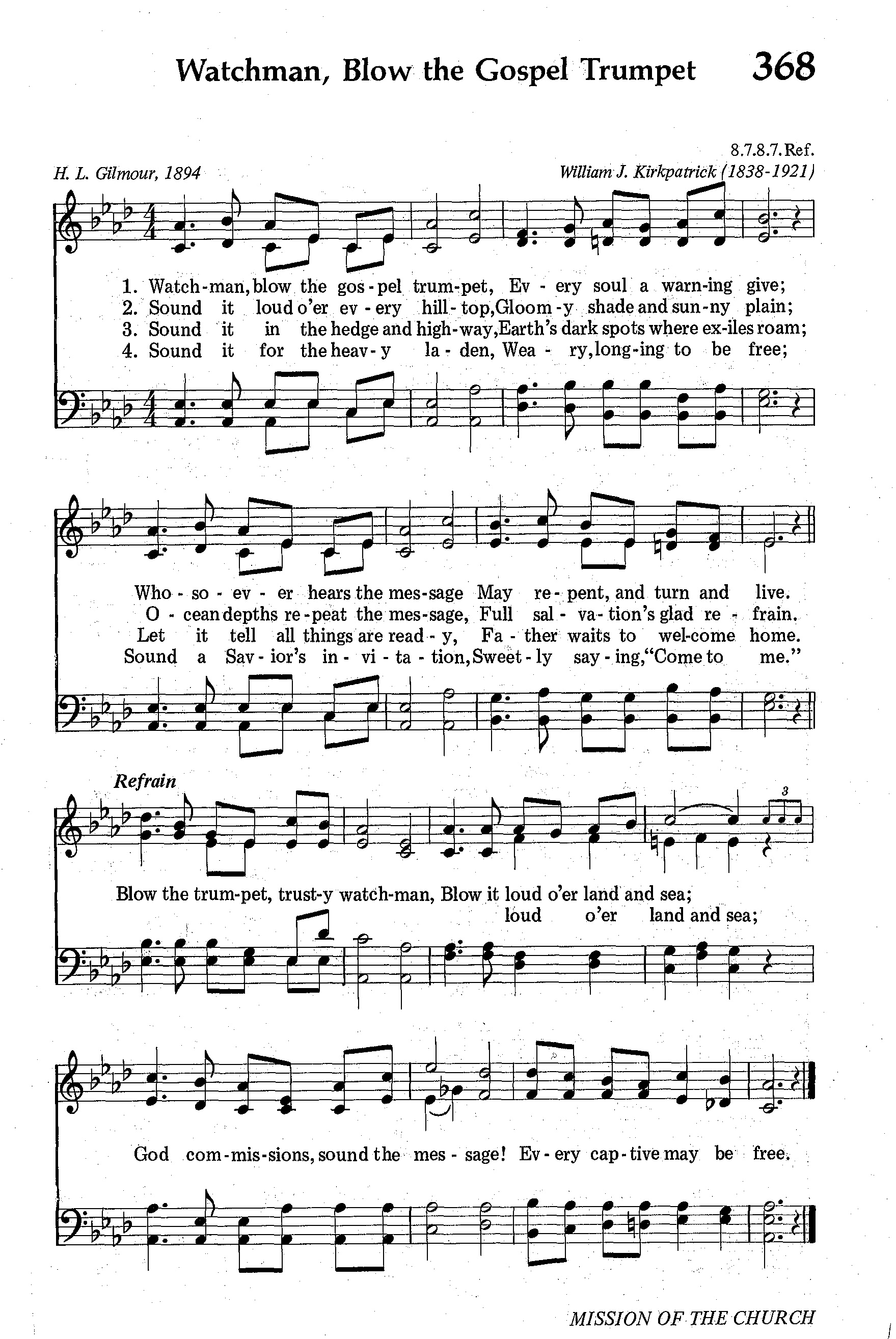 Hymn Sheet for Watchman, Blow the Gospel Trumpet