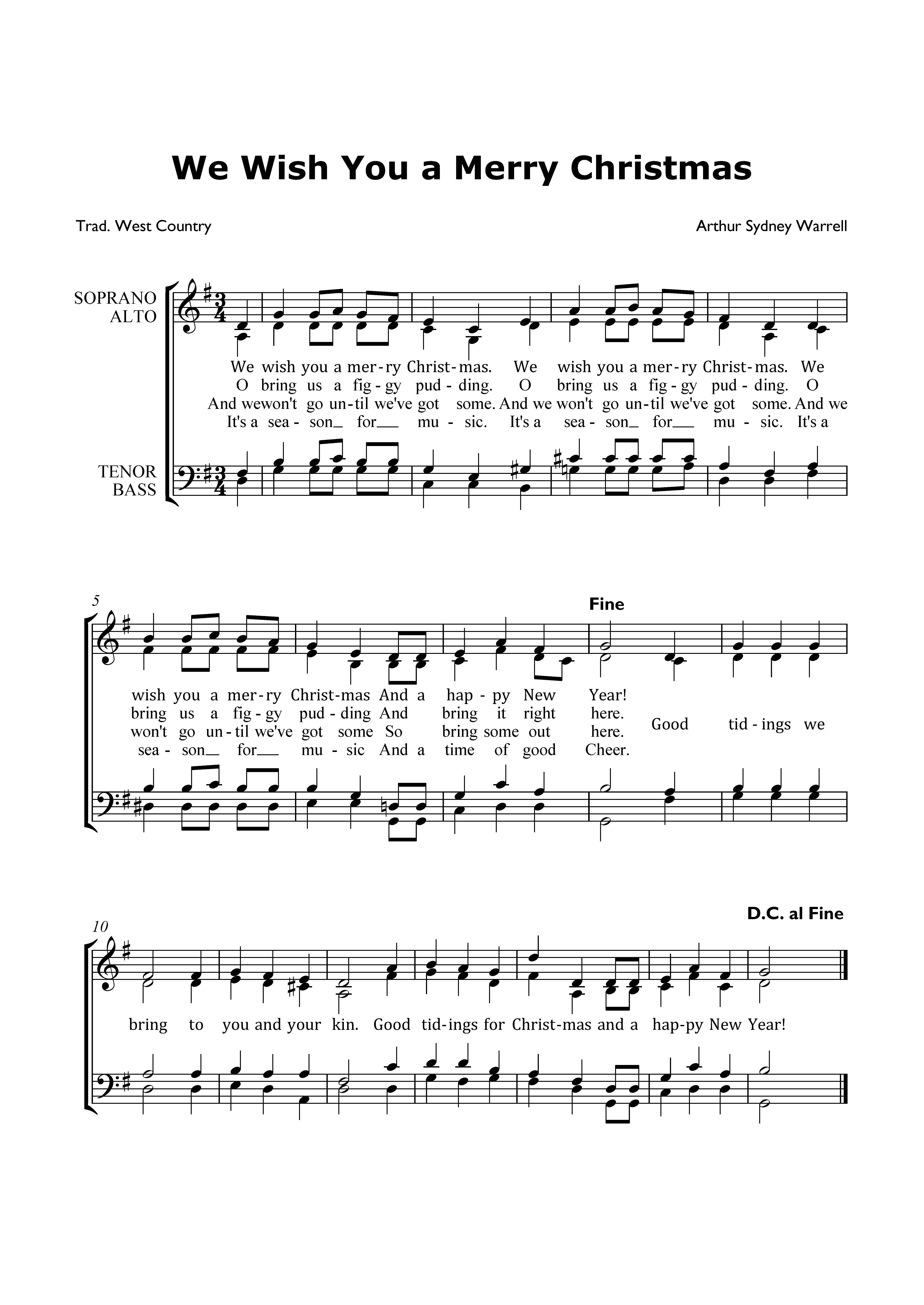 Hymn Sheet for We Wish You a Merry Christmas