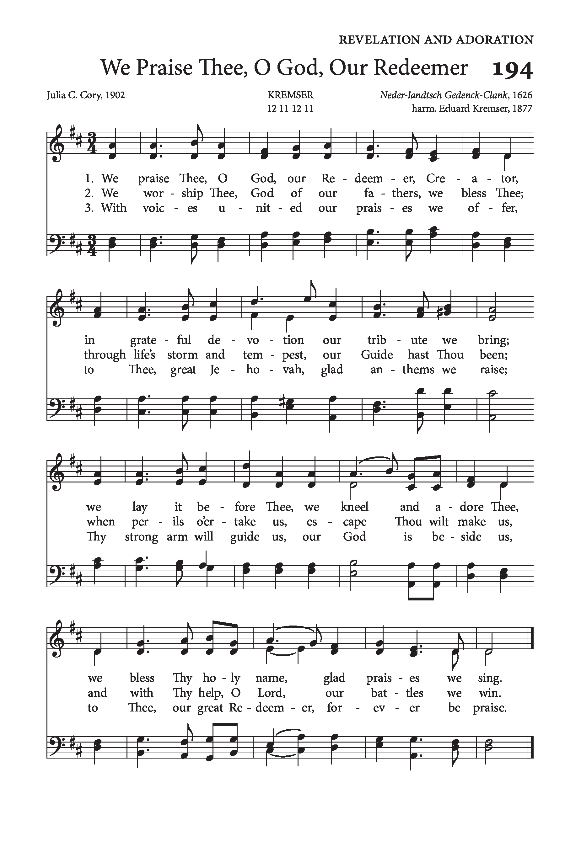 Hymn Sheet for We Praise Thee, O God