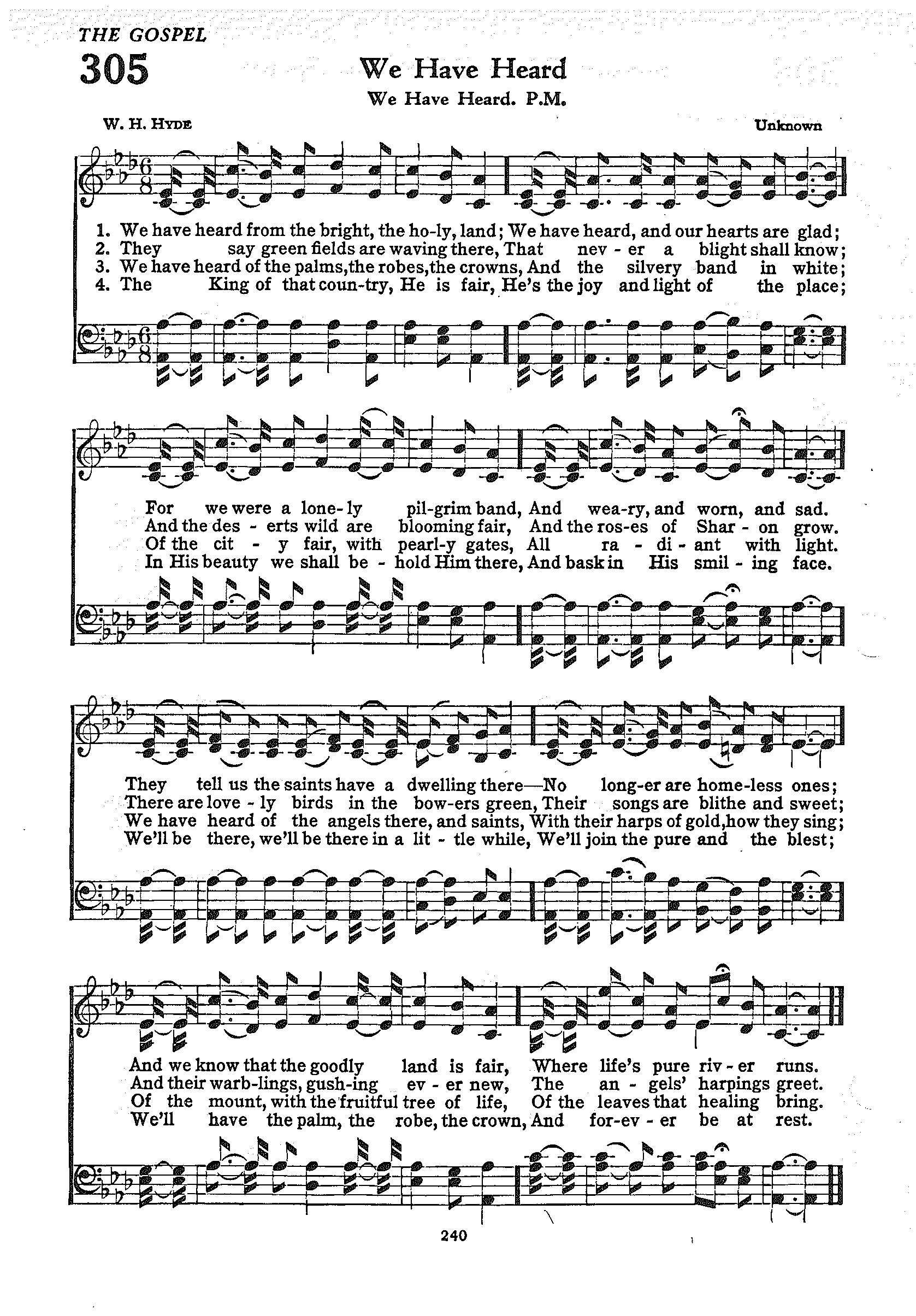 Hymn Sheet for We Have Heard from That Bright, That Holy Land