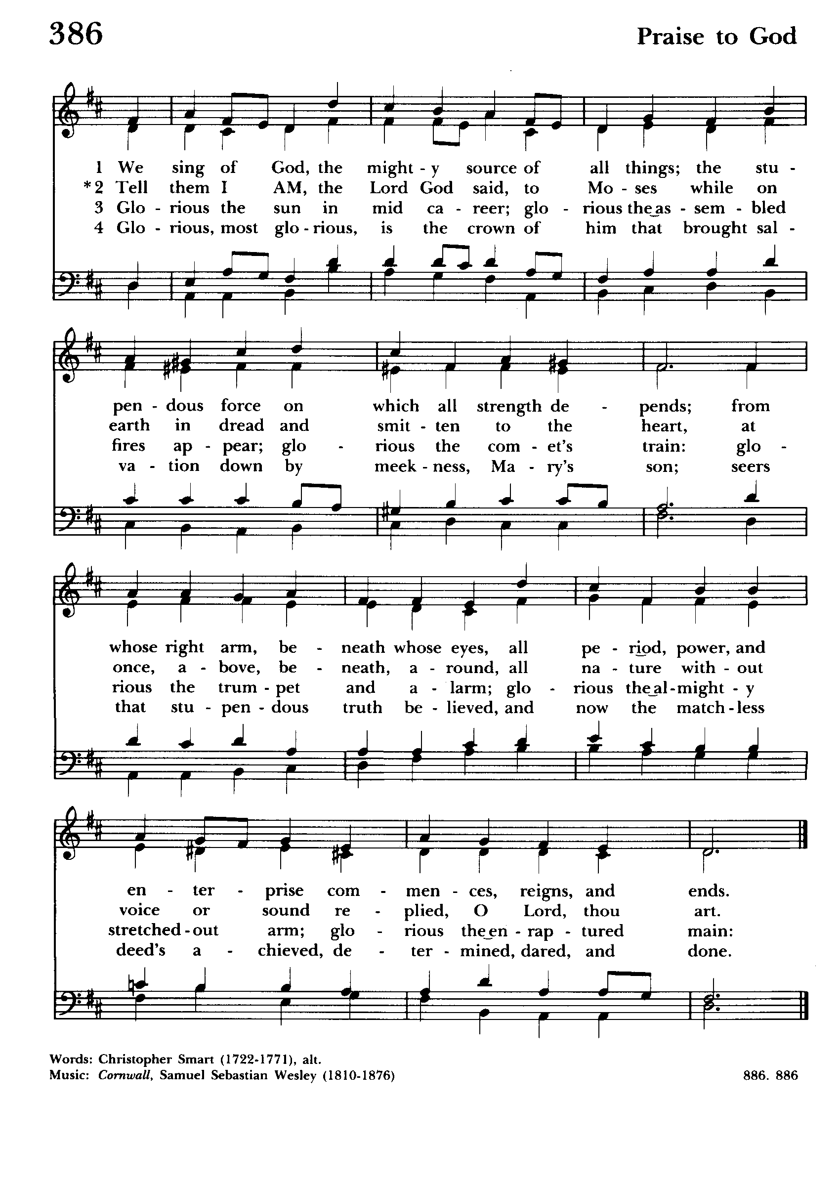 Hymn Sheet for We Sing of God, the Mighty Source