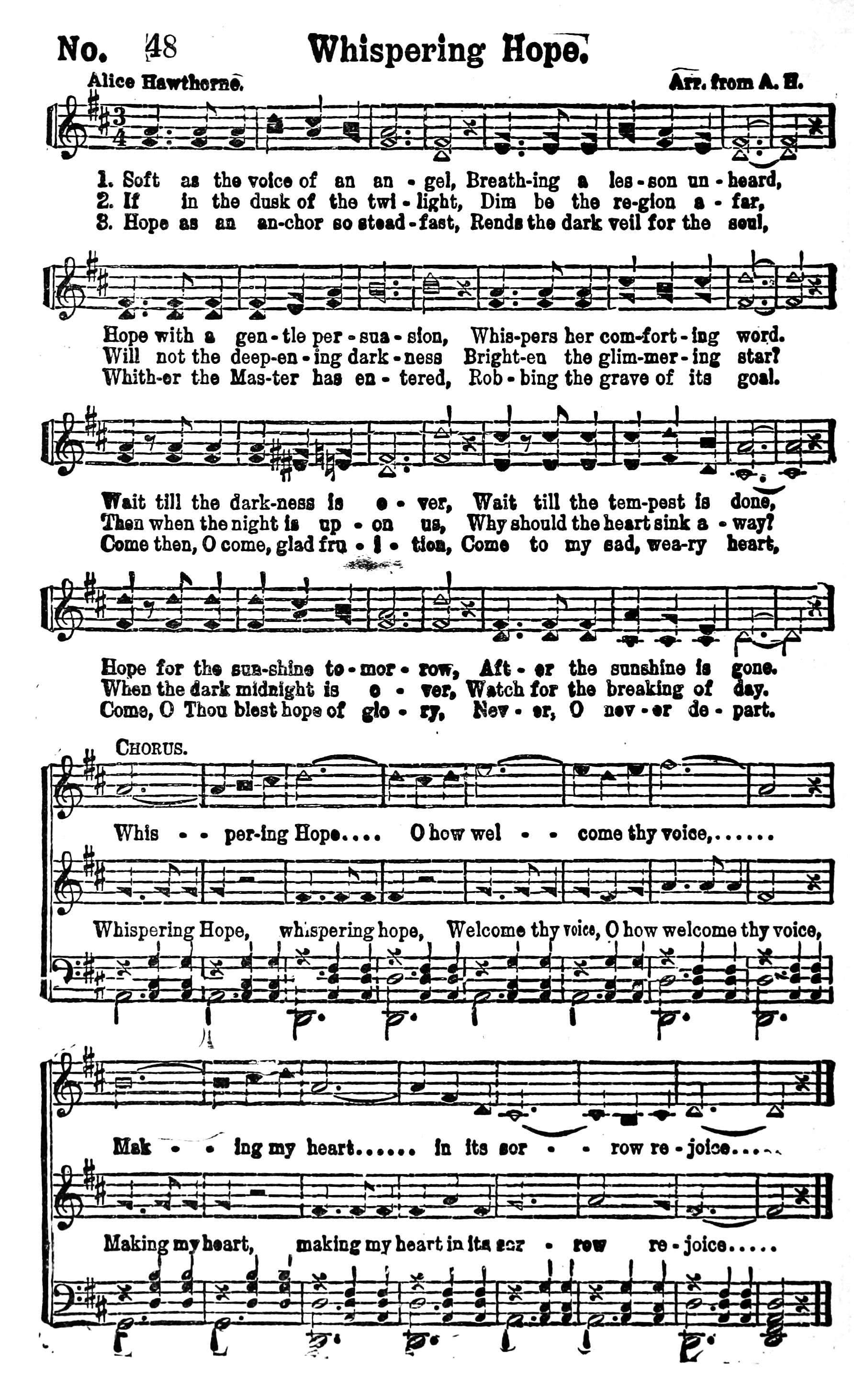 Hymn Sheet for Whispering Hope (Soft as the voice of an angel)