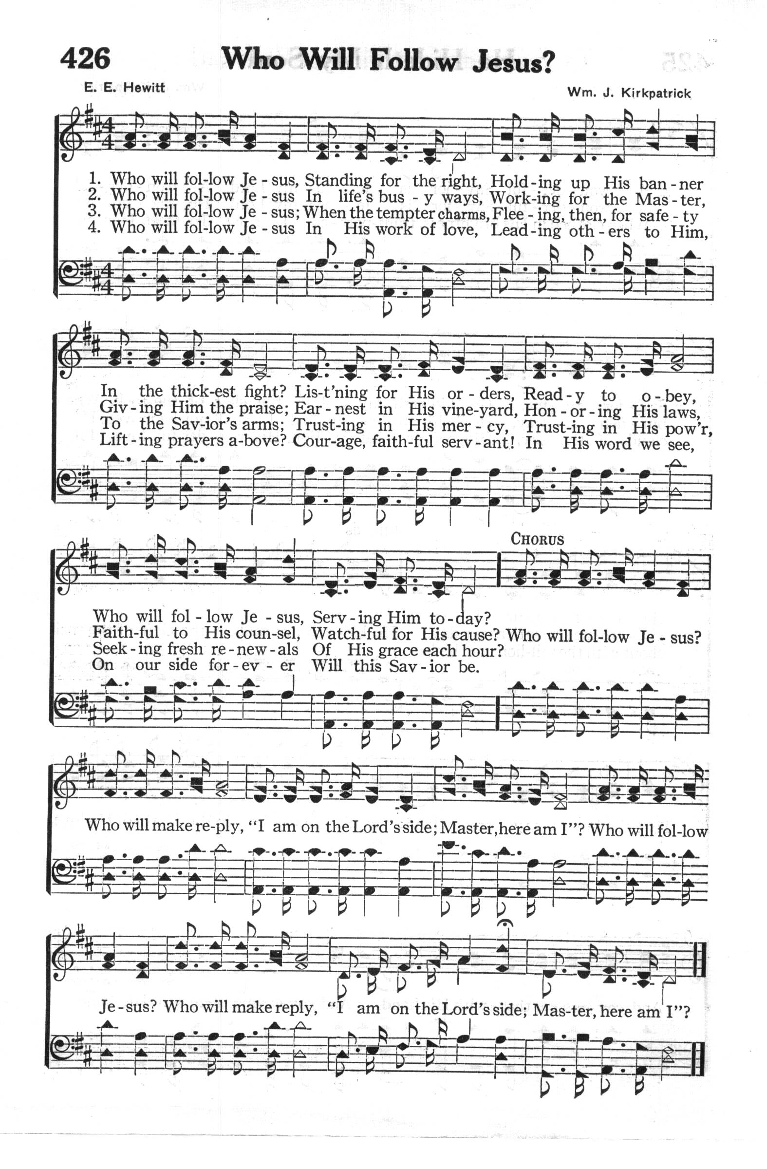Hymn Sheet for Who Will Follow Jesus?