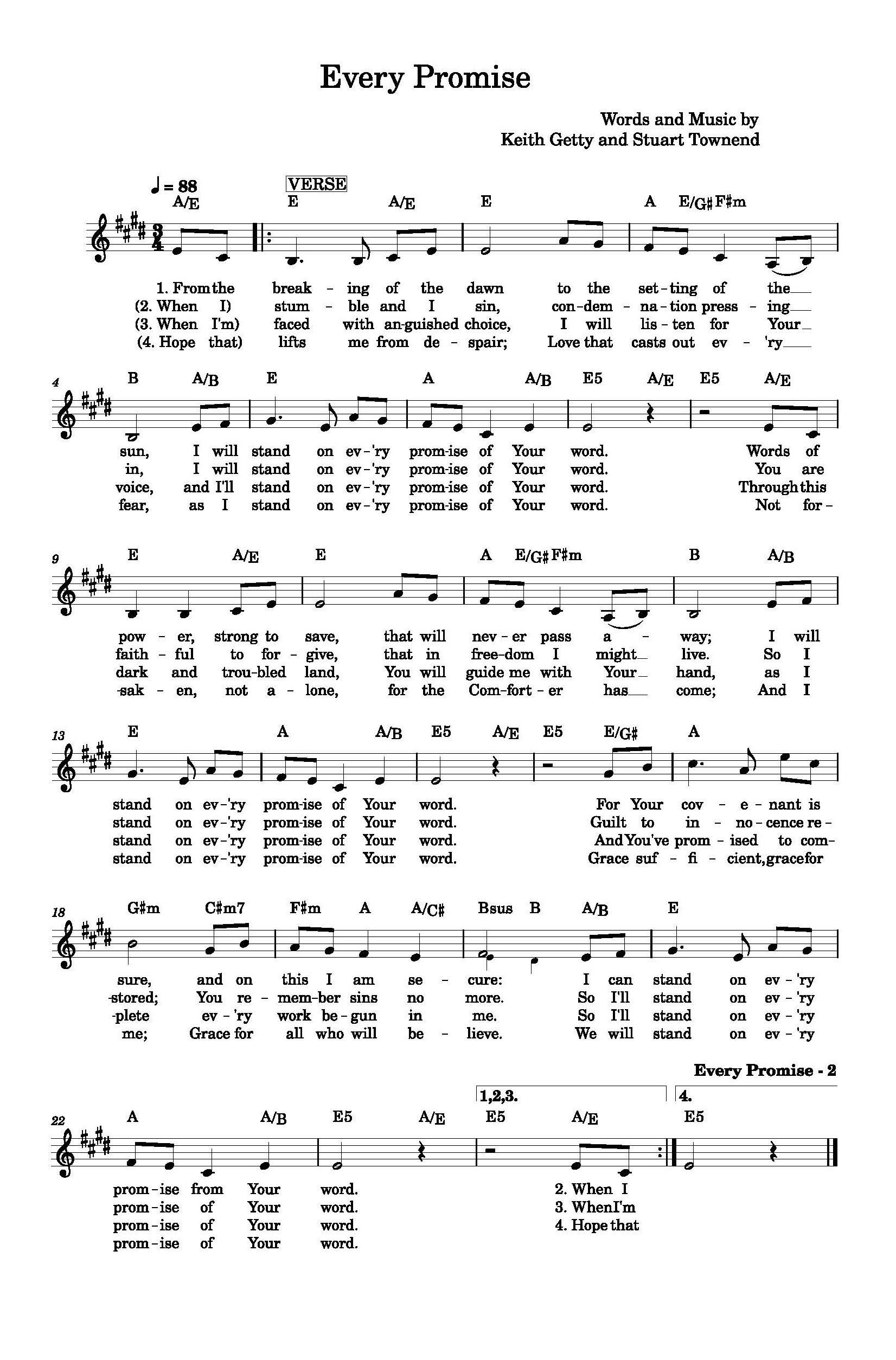 Hymn Sheet for Every Promise of Your Word