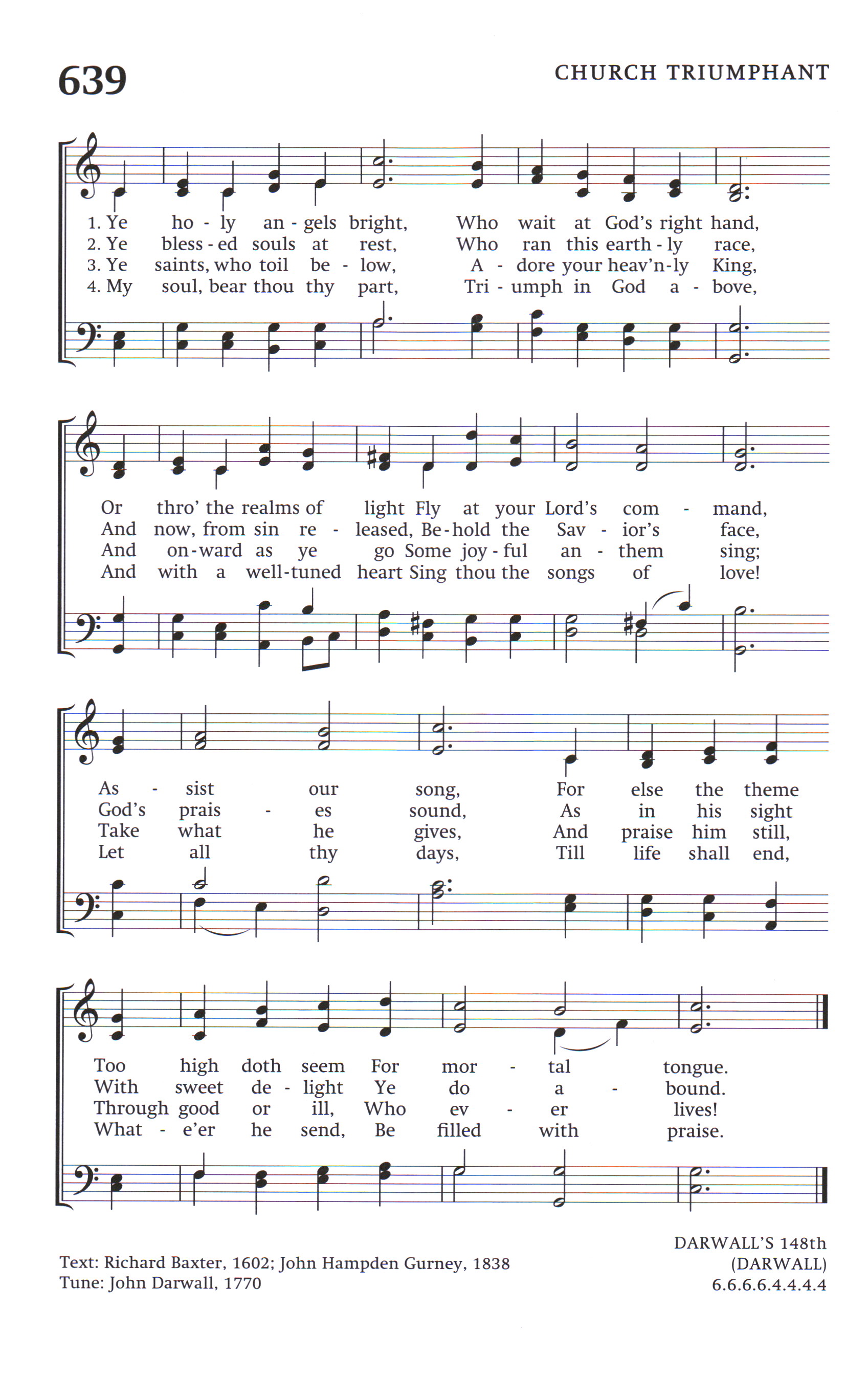 Hymn Sheet for Ye Holy Angels Bright