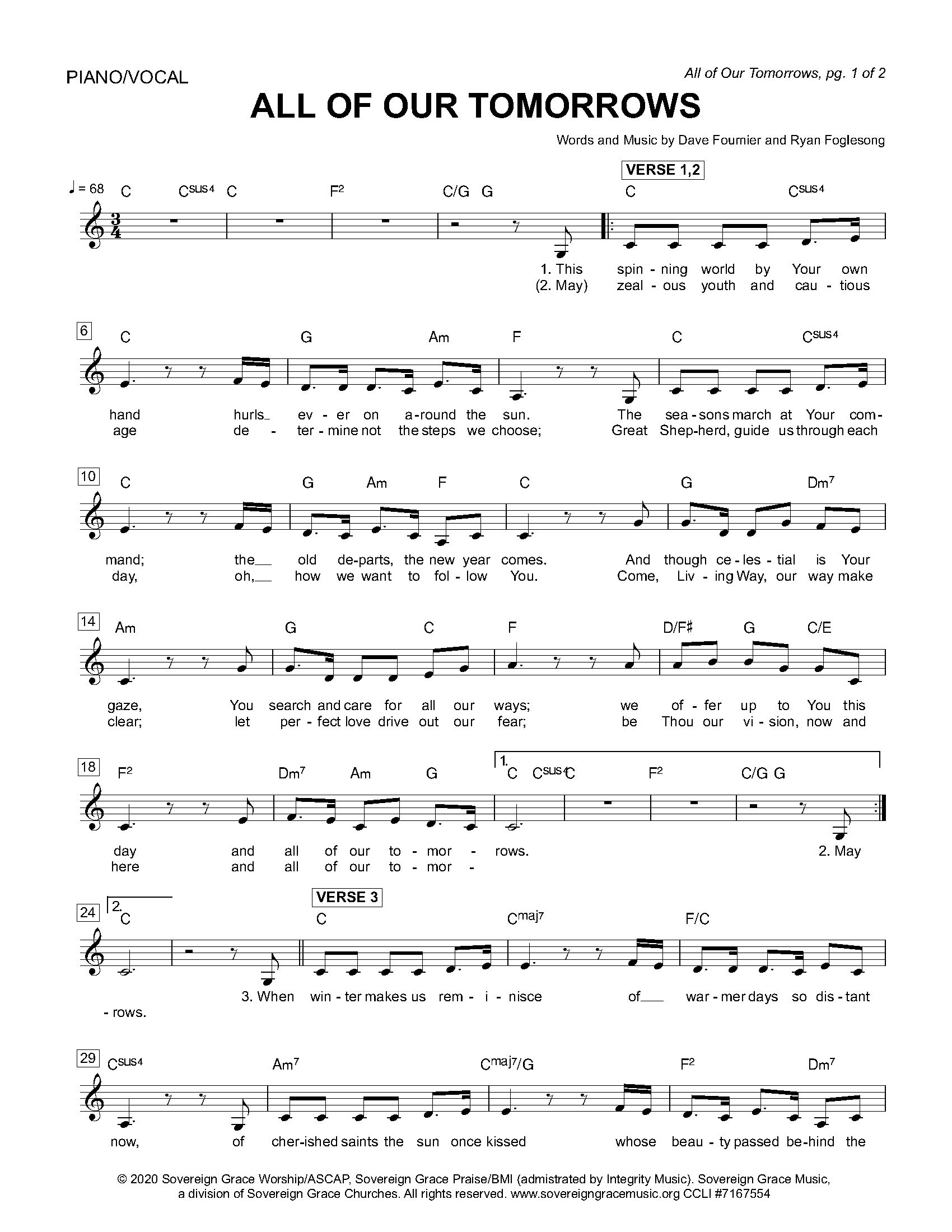 Hymn Sheet for All of Our Tomorrows