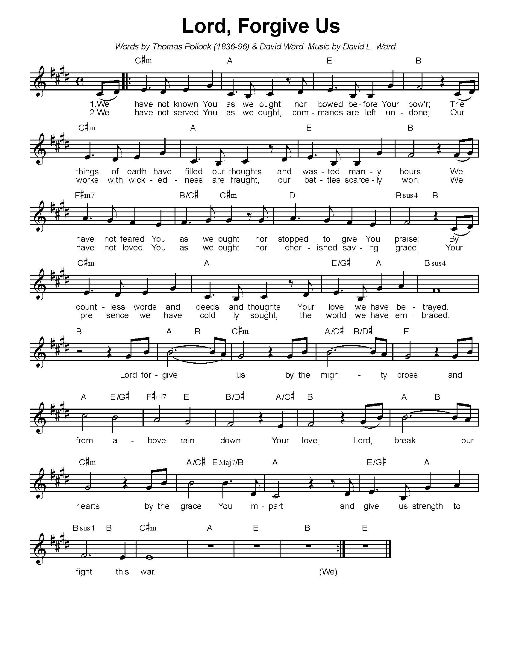 Hymn Sheet for Lord, Forgive Us ( We have not known You as)