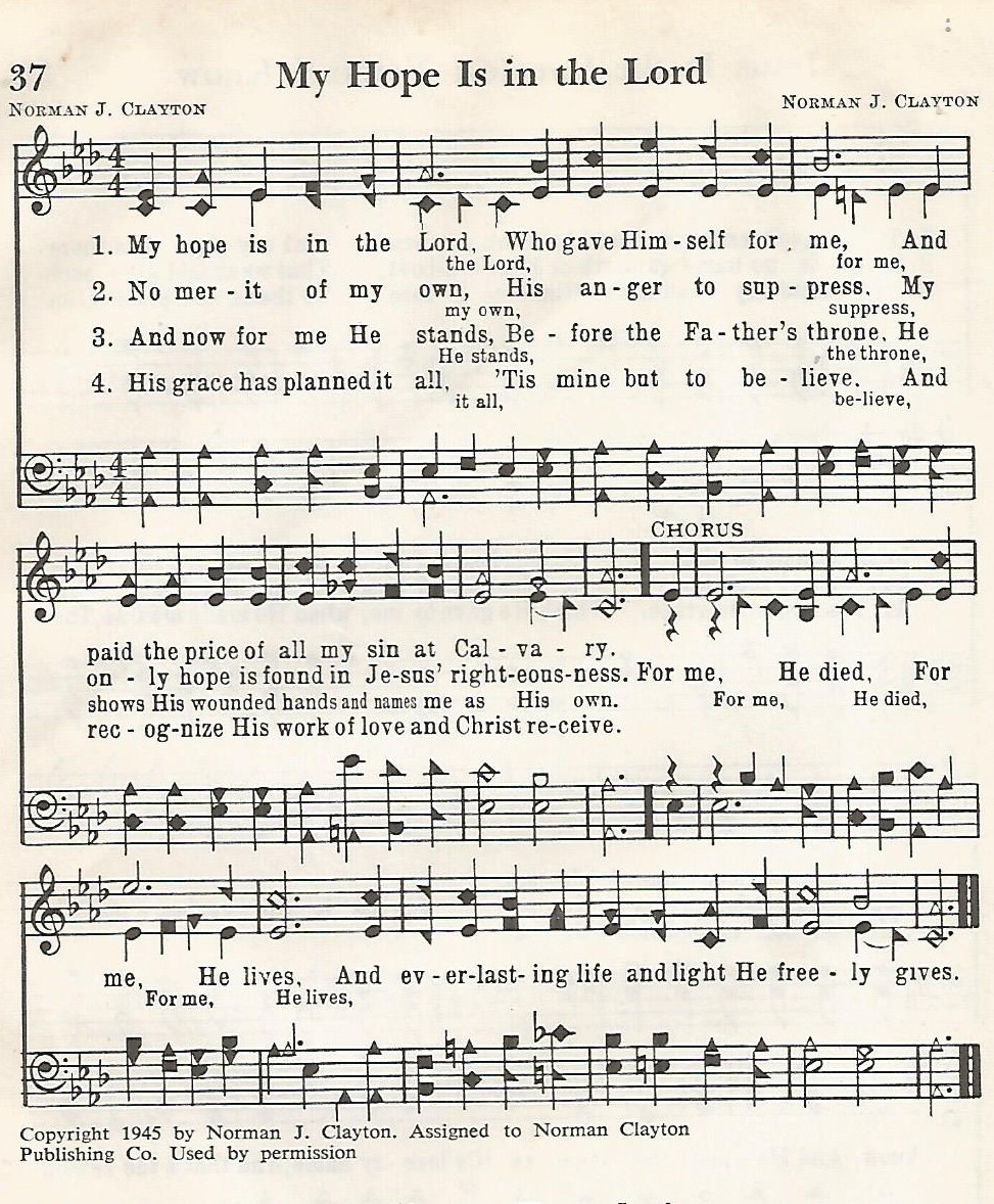Hymn Sheet for My Hope is in the Lord