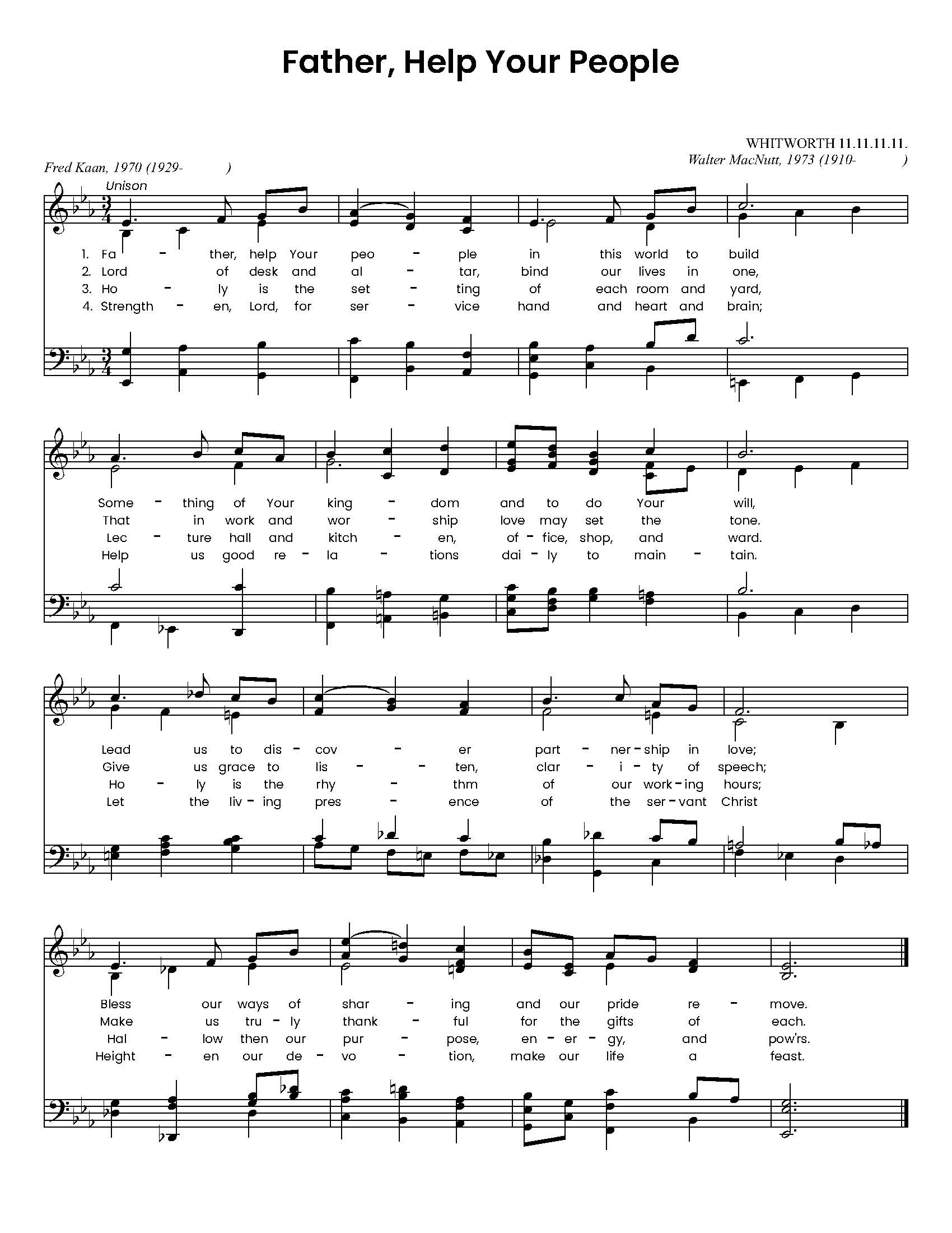 Hymn Sheet for Father, Help Your People