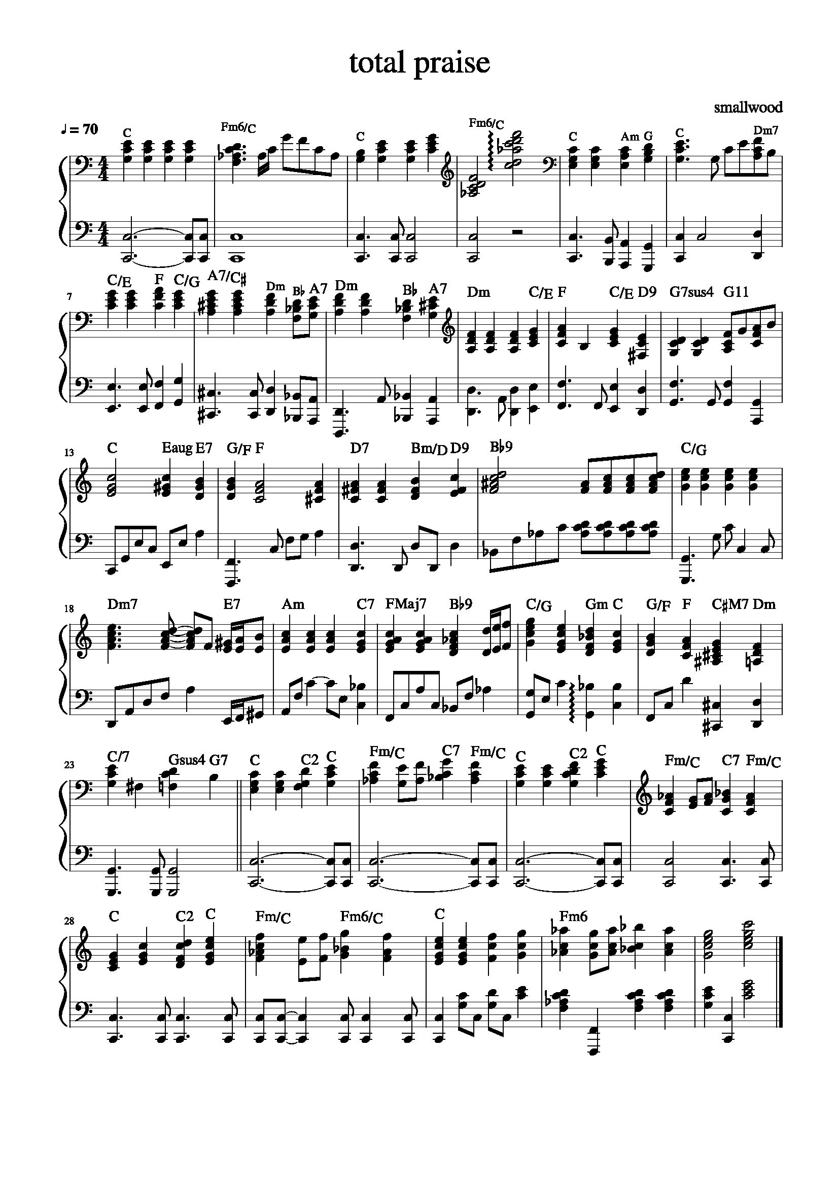 Hymn Sheet for Total Praise