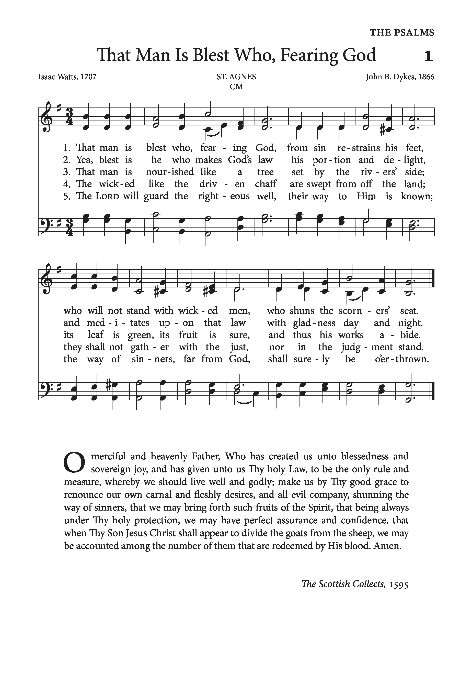 Hymn Sheet for That Man Is Blest Who, Fearing God