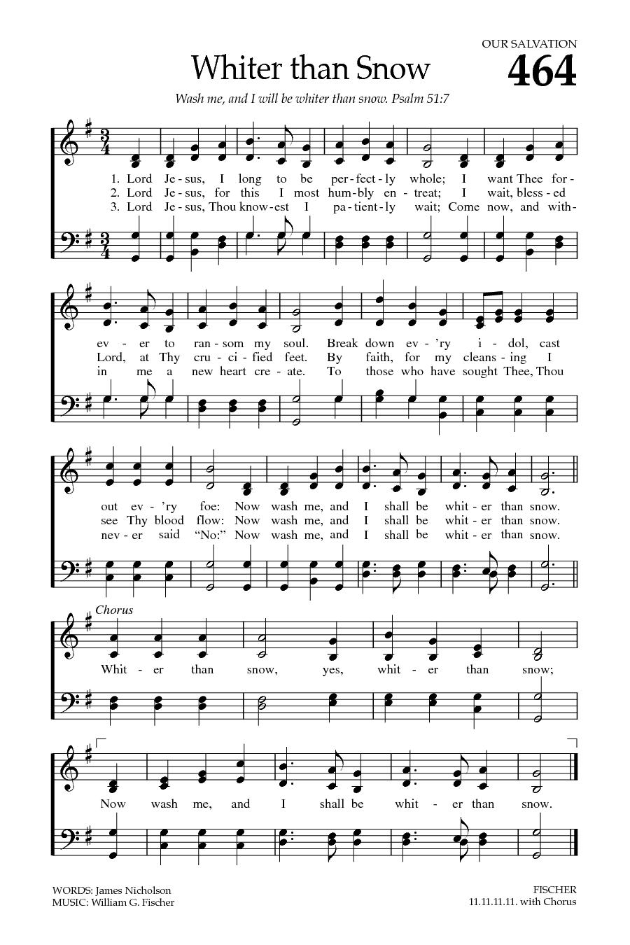 Hymn Sheet for Whiter than Snow